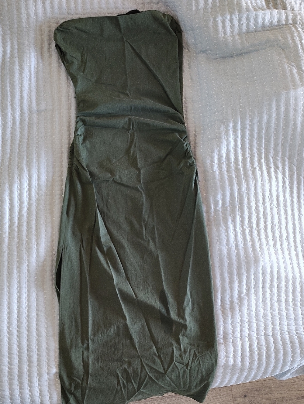Abercrombie & Fitch Olive Green Strapless Midi Dress